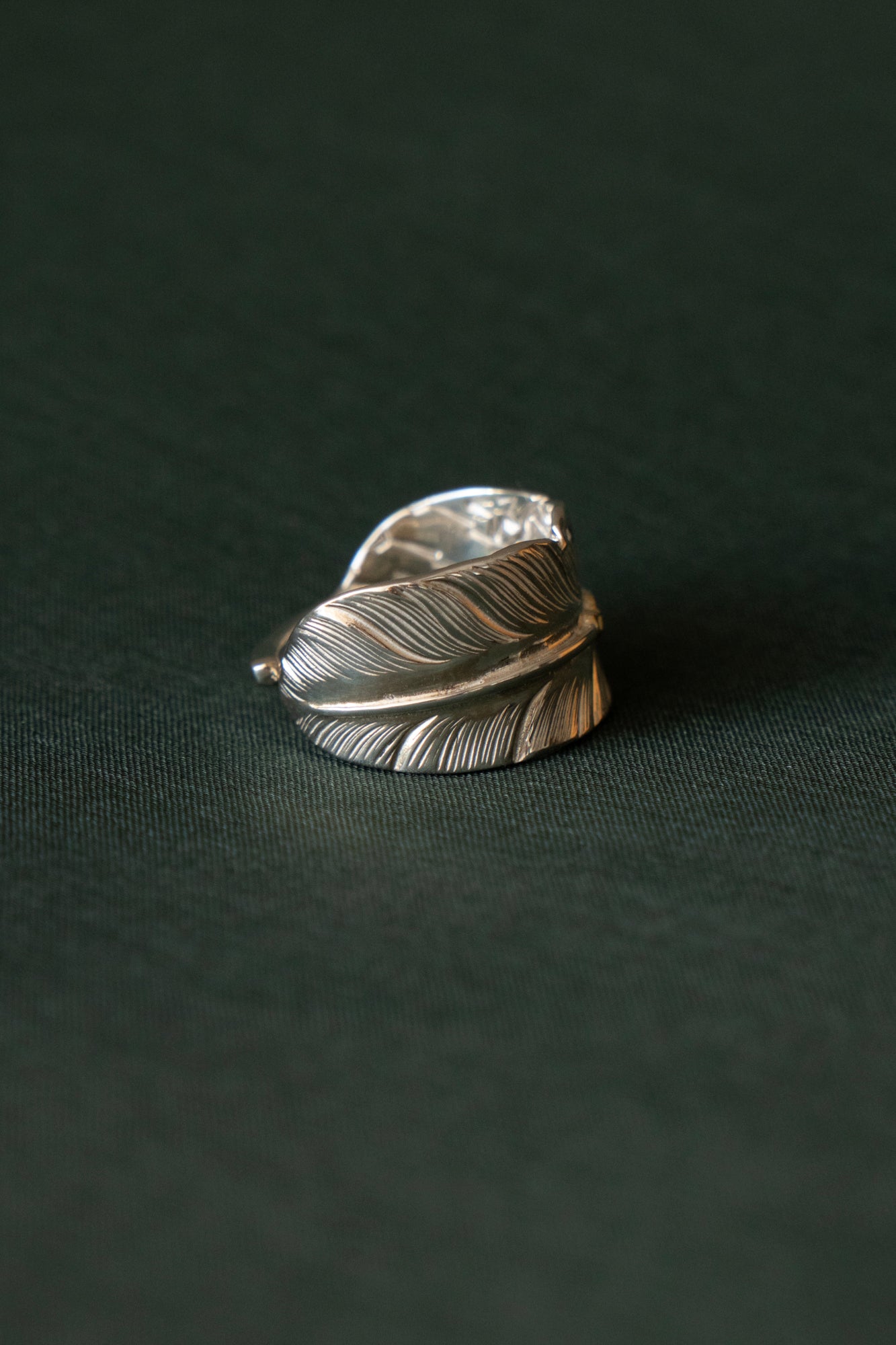WAKAN SILVER SMITH K18 Mark Feather Stamp Ring /Silver