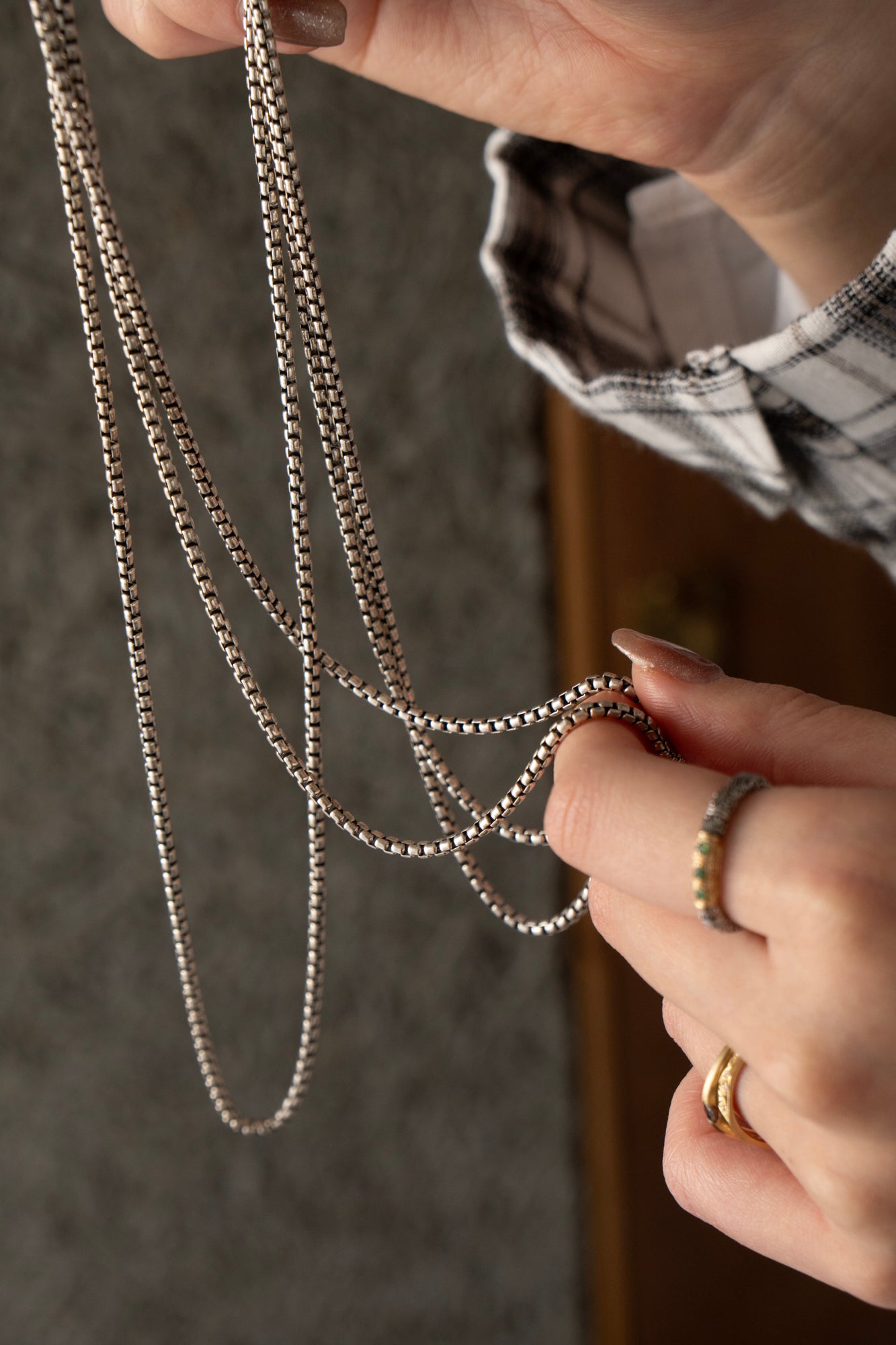 Gerochristo Triple Box Chain Necklace / Silver