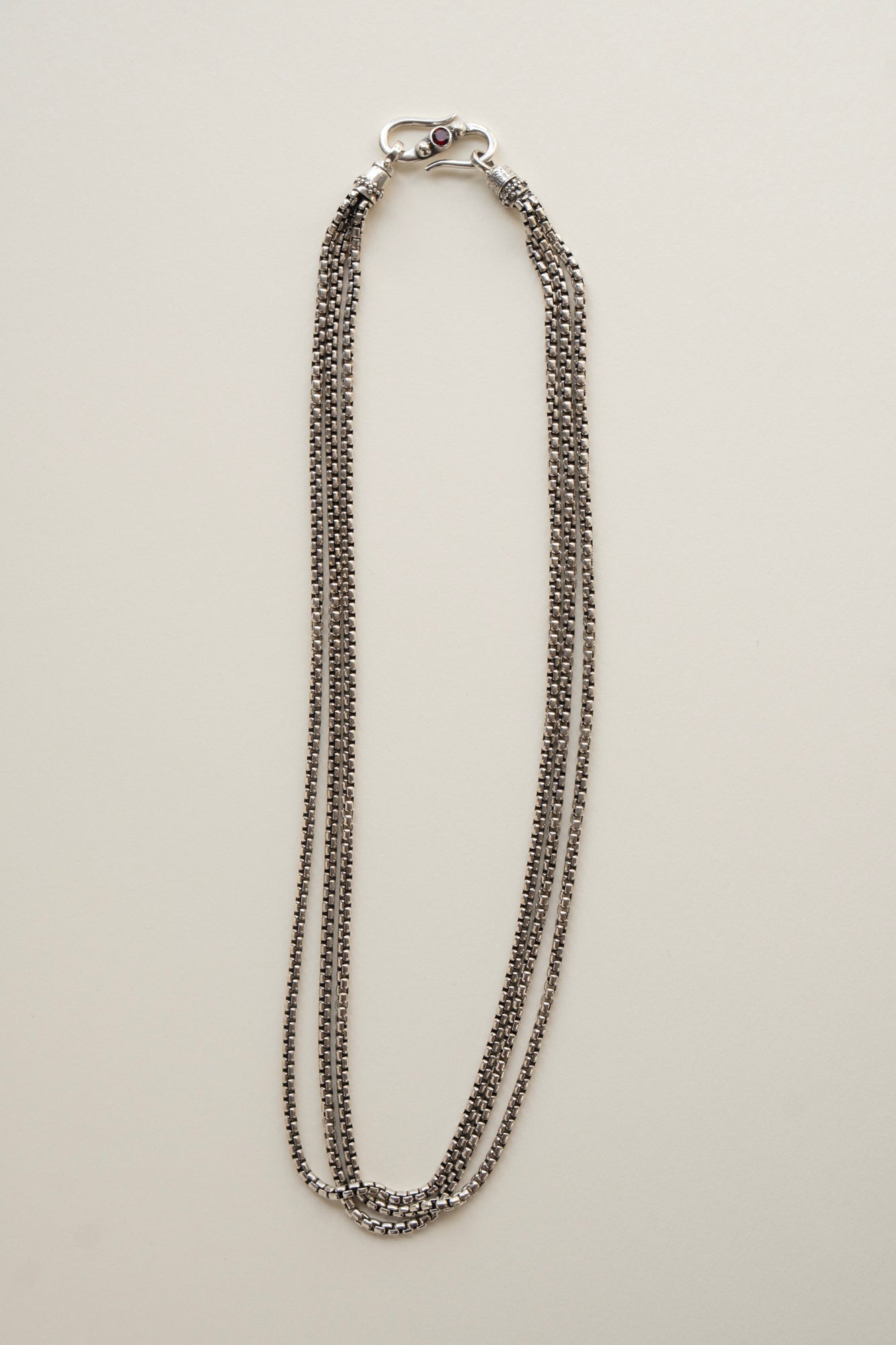 Gerochristo Triple Box Chain Necklace / Silver