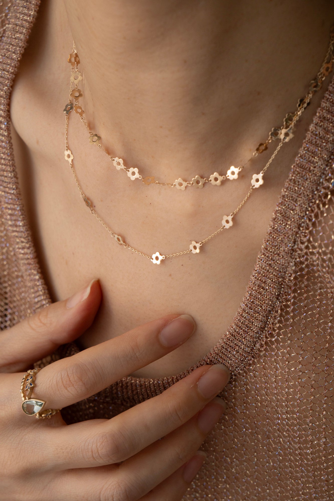 bohem Loop×Loop Flower Necklace B /K10