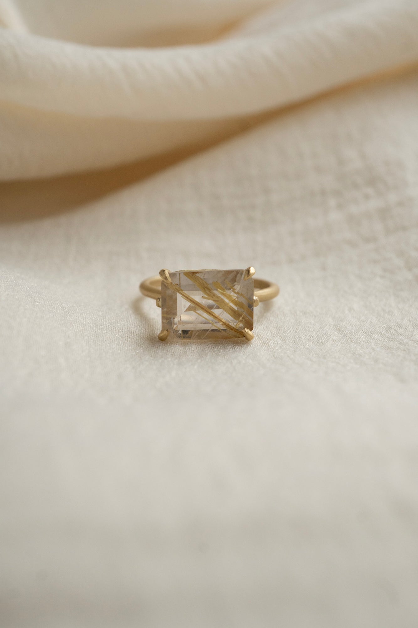 MONAKA jewellery Prong Golden Rutile Quartz Ring /K18