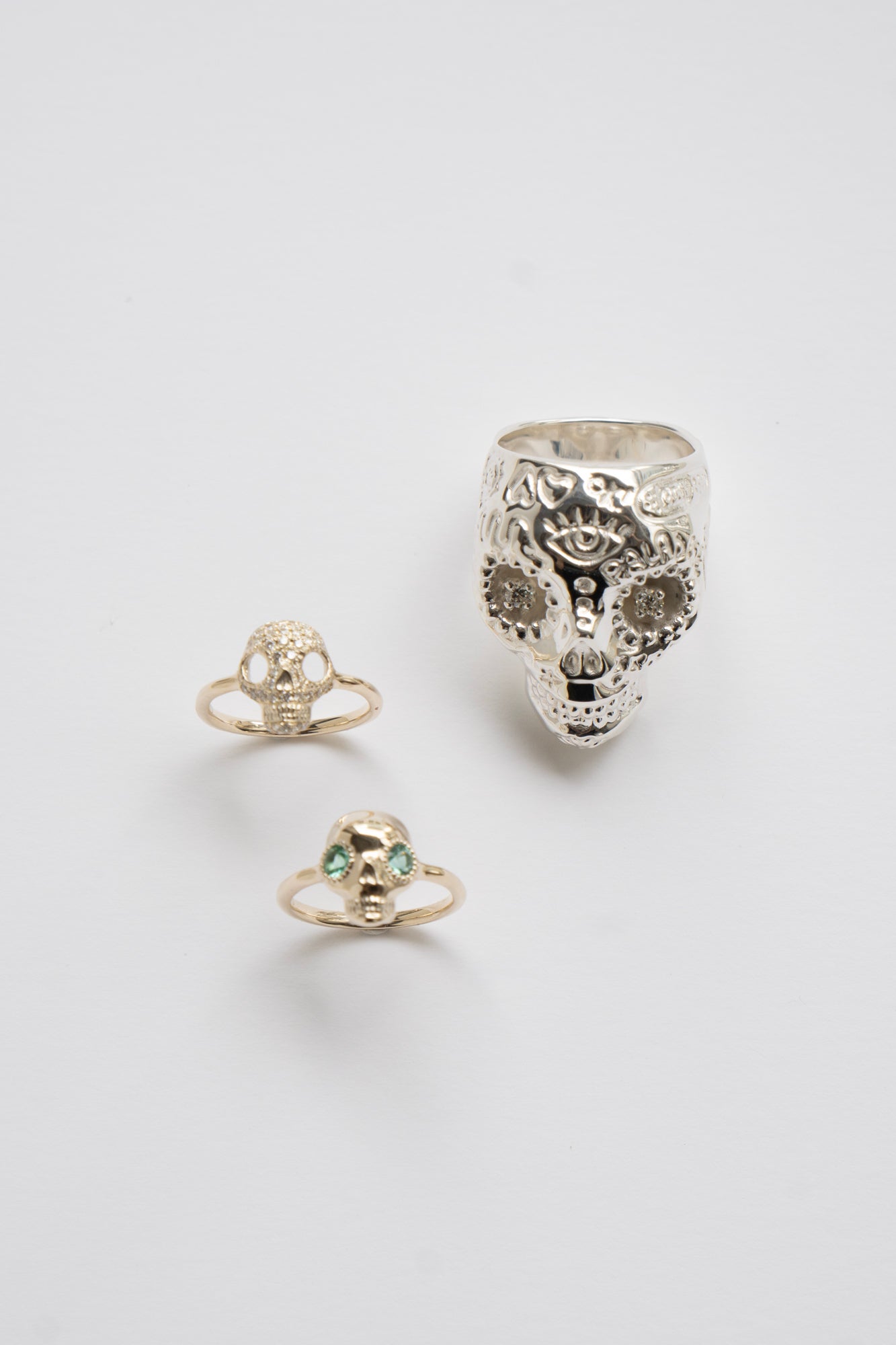 PALA Sweet Sugar Skull Pave Diamond Pinky Ring /K10