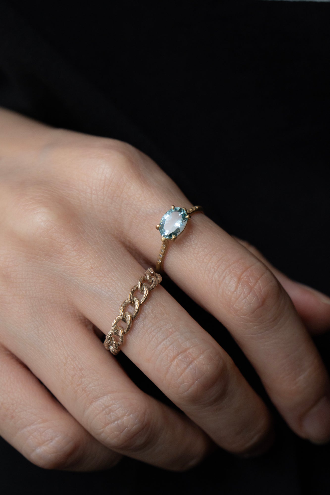 MONAKA jewellery Prong Aquamarine Arm Diamond Ring /K18