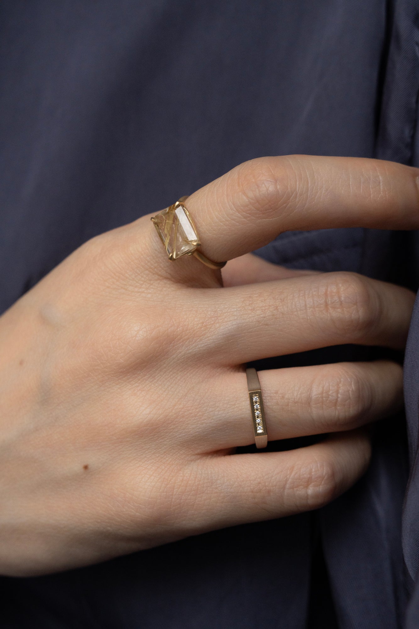 MONAKA jewellery Prong Golden Rutile Quartz Ring /K18