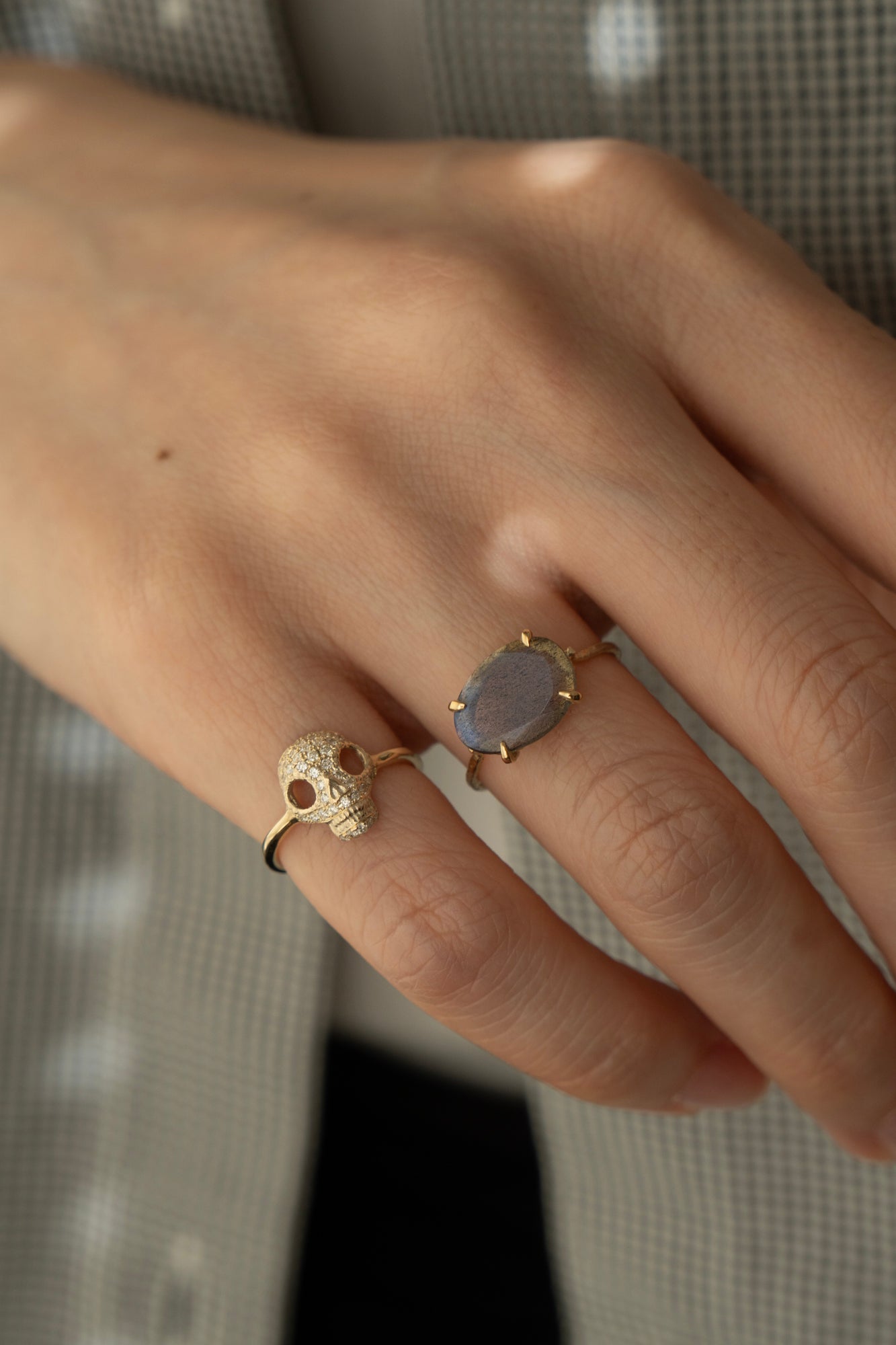 PALA Sweet Sugar Skull Pave Diamond Pinky Ring /K10