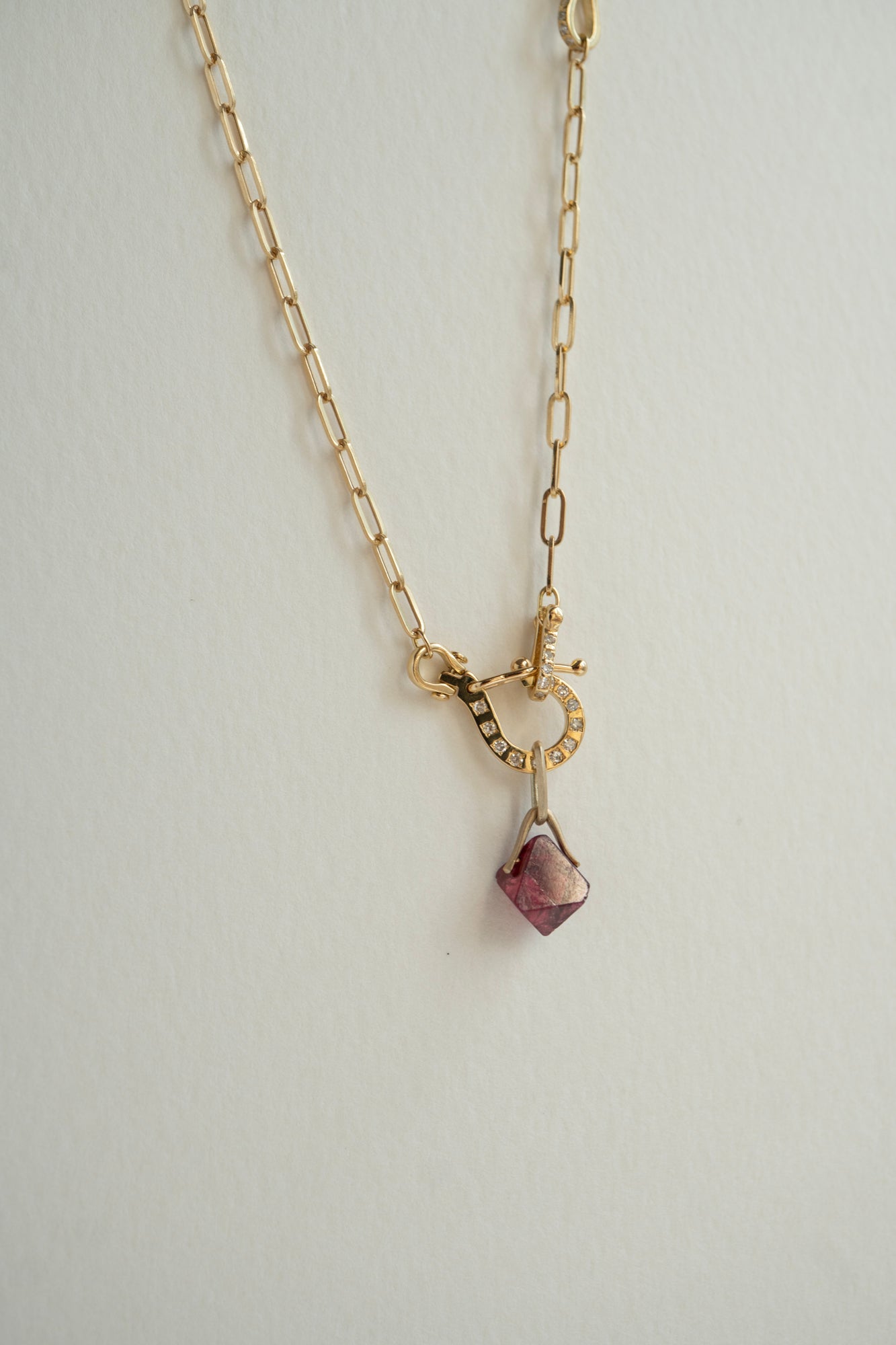MONAKA jewellery Horse Shoe Hole Red Spinel Necklace Charm Top /K10