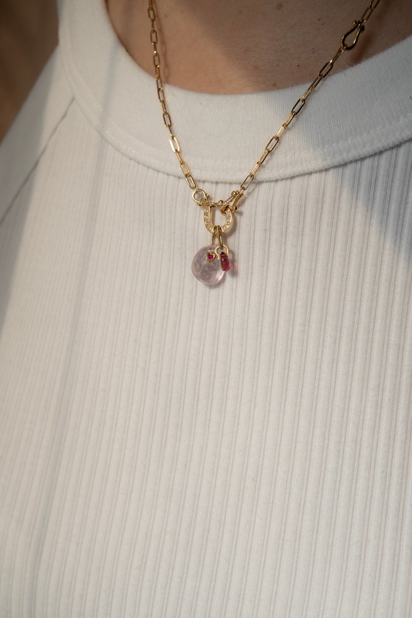 MONAKA jewellery Flat Morganite Necklace Charm Top /K18