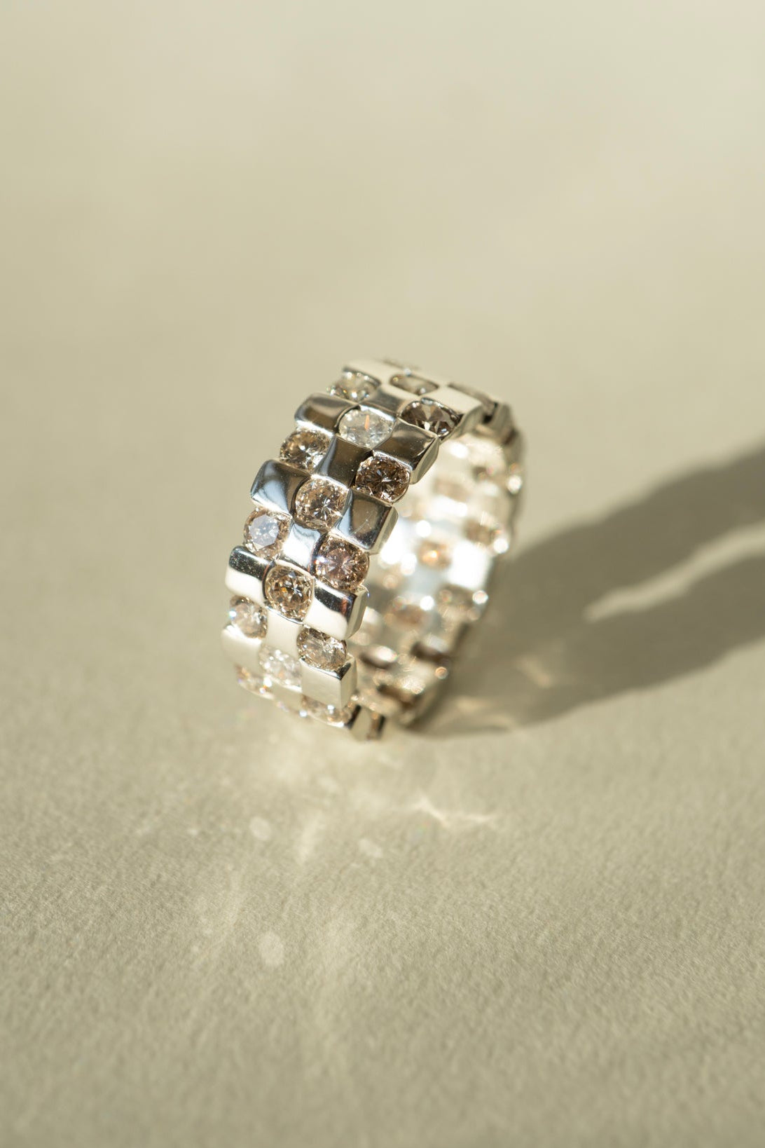 PALA Diamond Checker Eternity Ring /Silver
