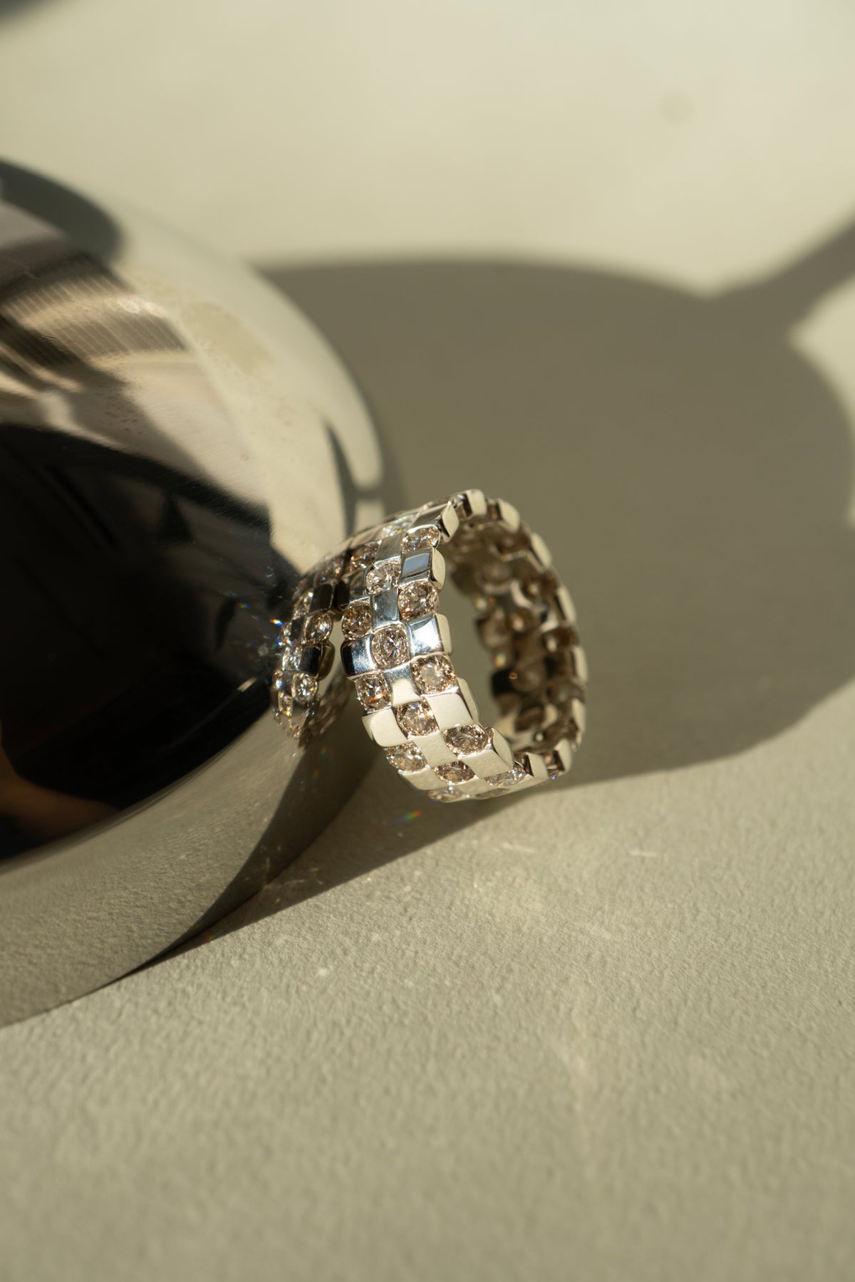PALA Diamond Checker Eternity Ring /Silver