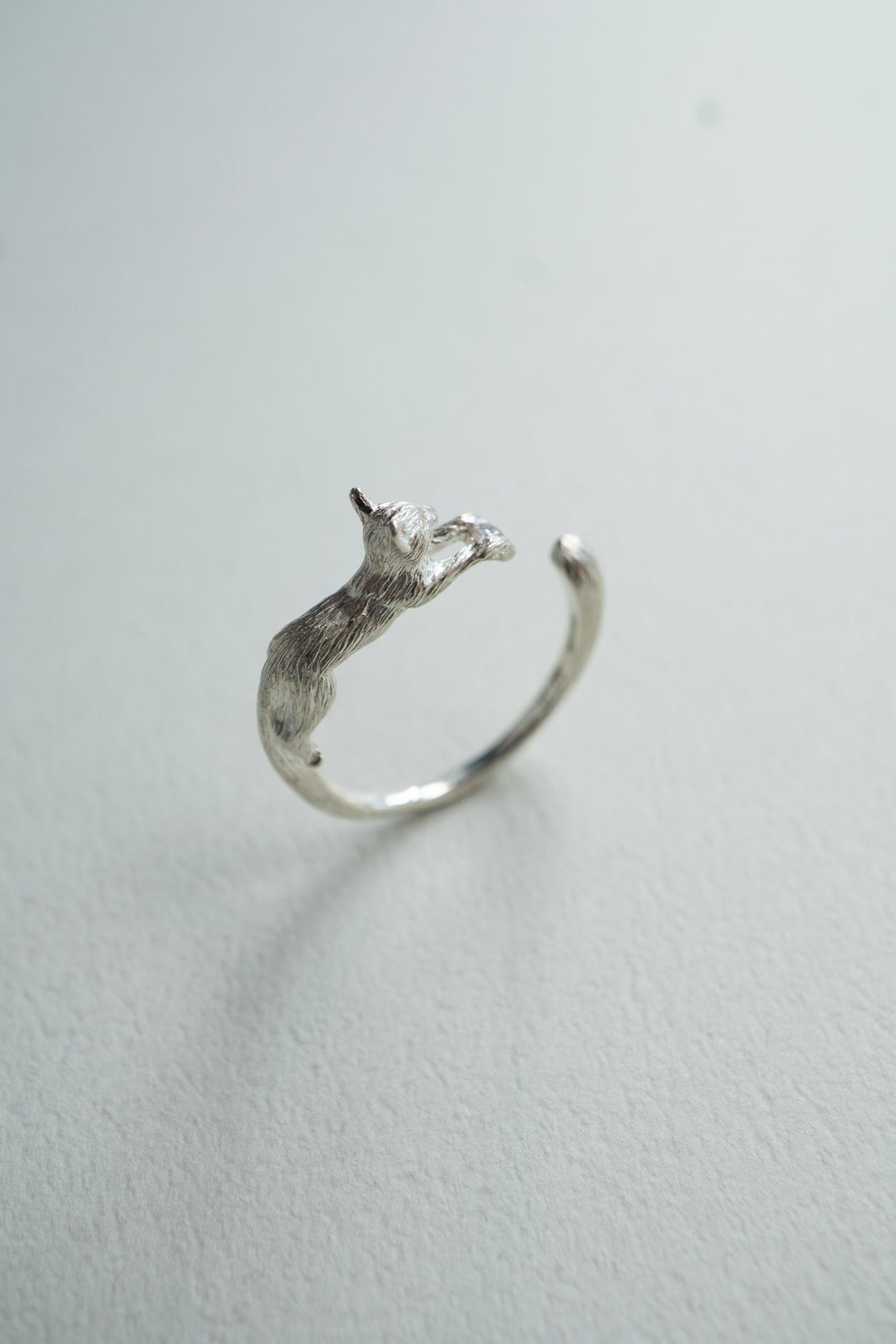 simmon Cat & Diamond Ring /Silver