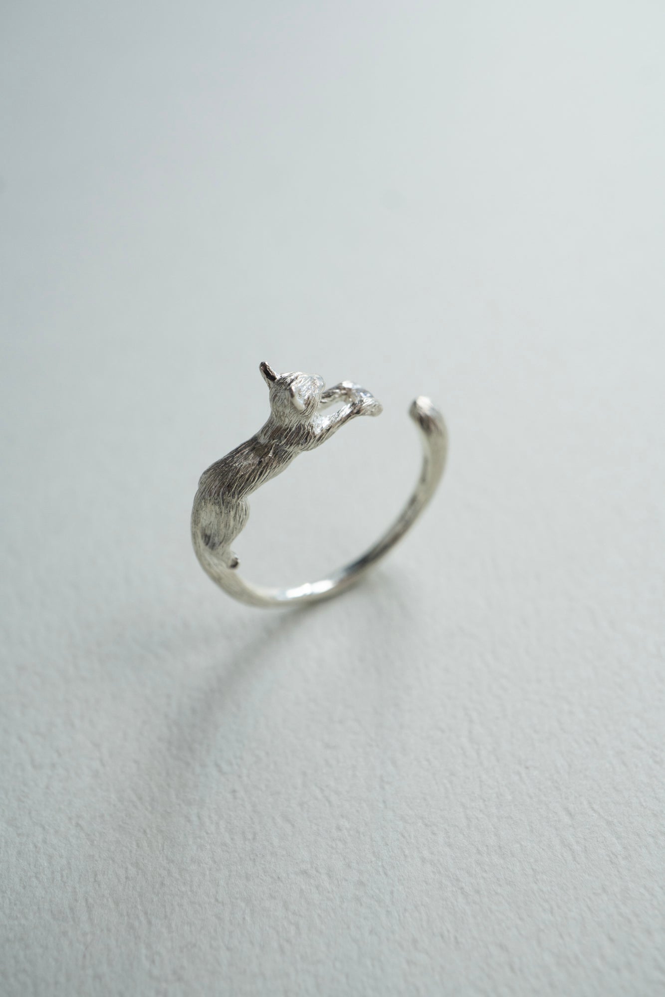 simmon Cat & Diamond Ring /Silver