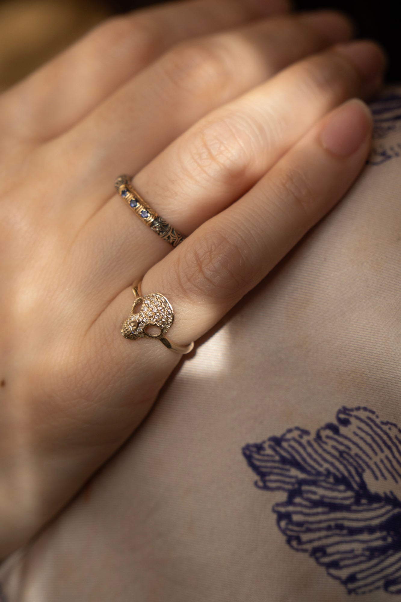 PALA Sweet Sugar Skull Pave Diamond Pinky Ring /K10