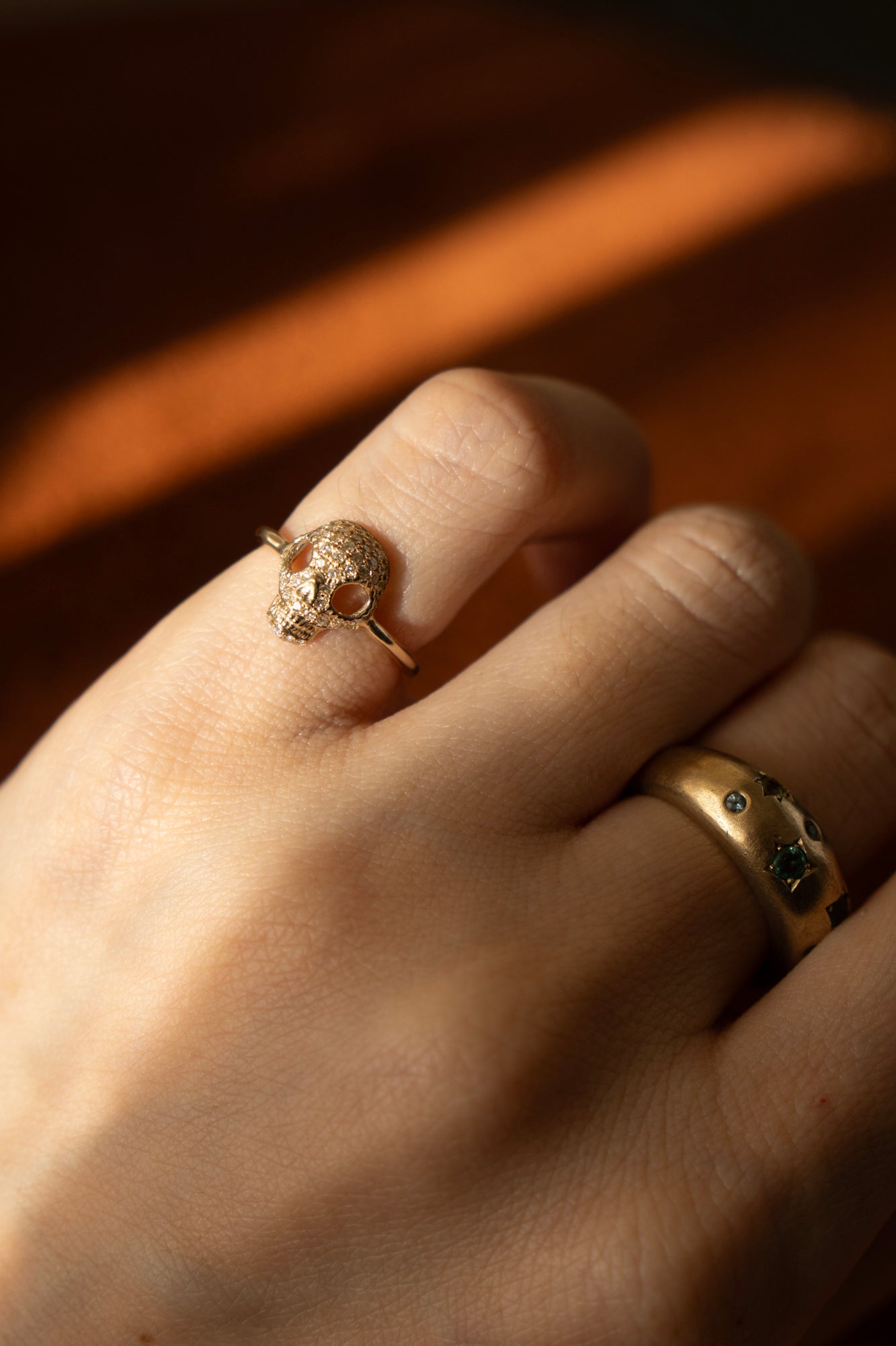 PALA Sweet Sugar Skull Pave Diamond Pinky Ring /K10