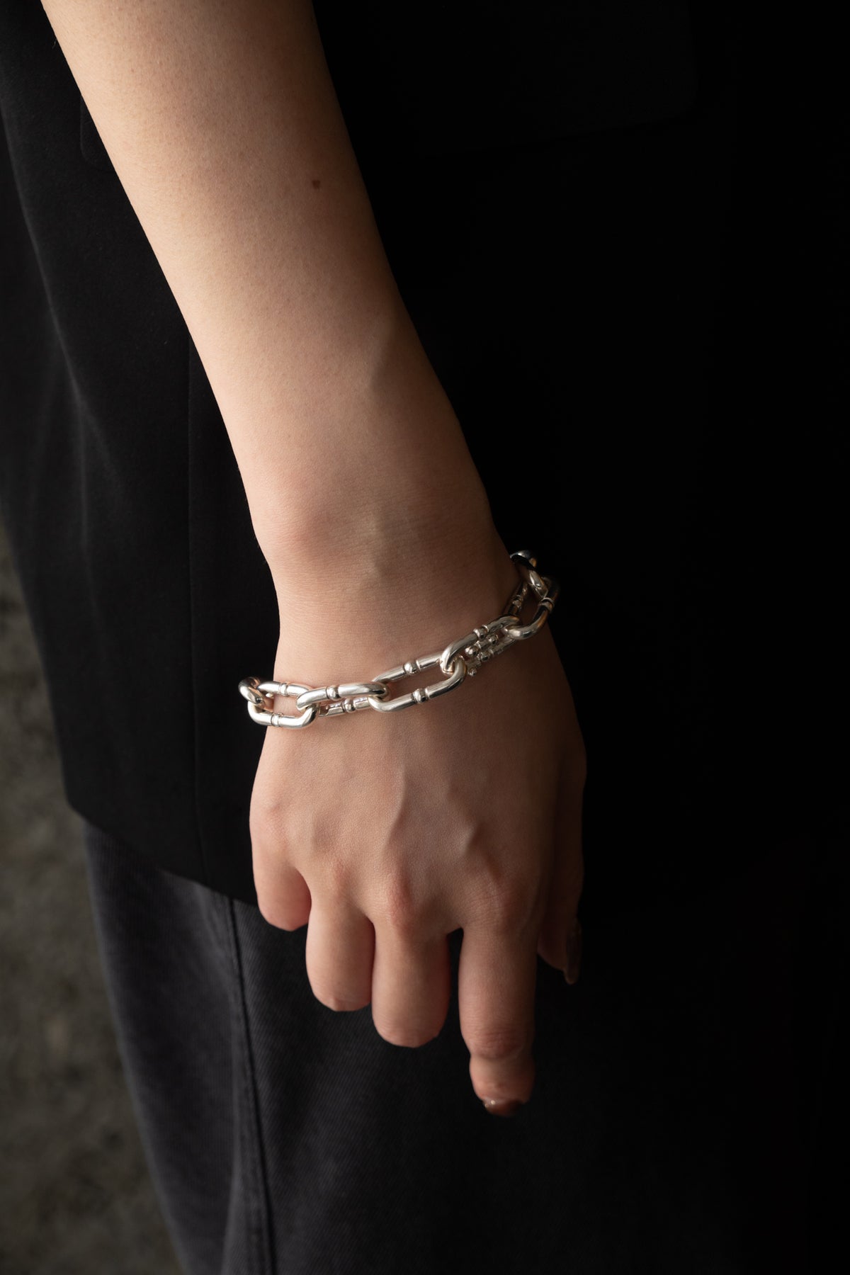 WAKAN SILVER SMITH Breastplate Chain Link Bracelet /Silver