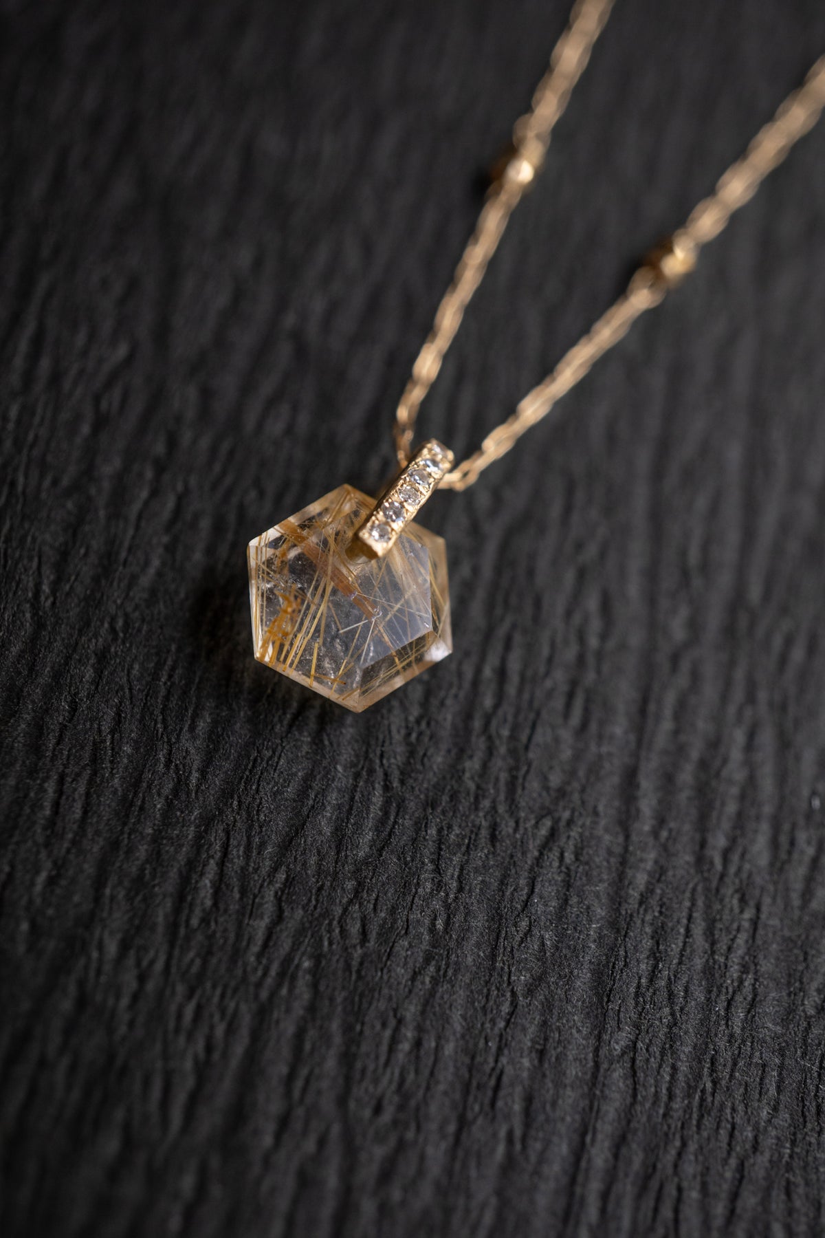 MONAKA jewellery Hibiki Rutile Quartz Pendant Charm Top /K18