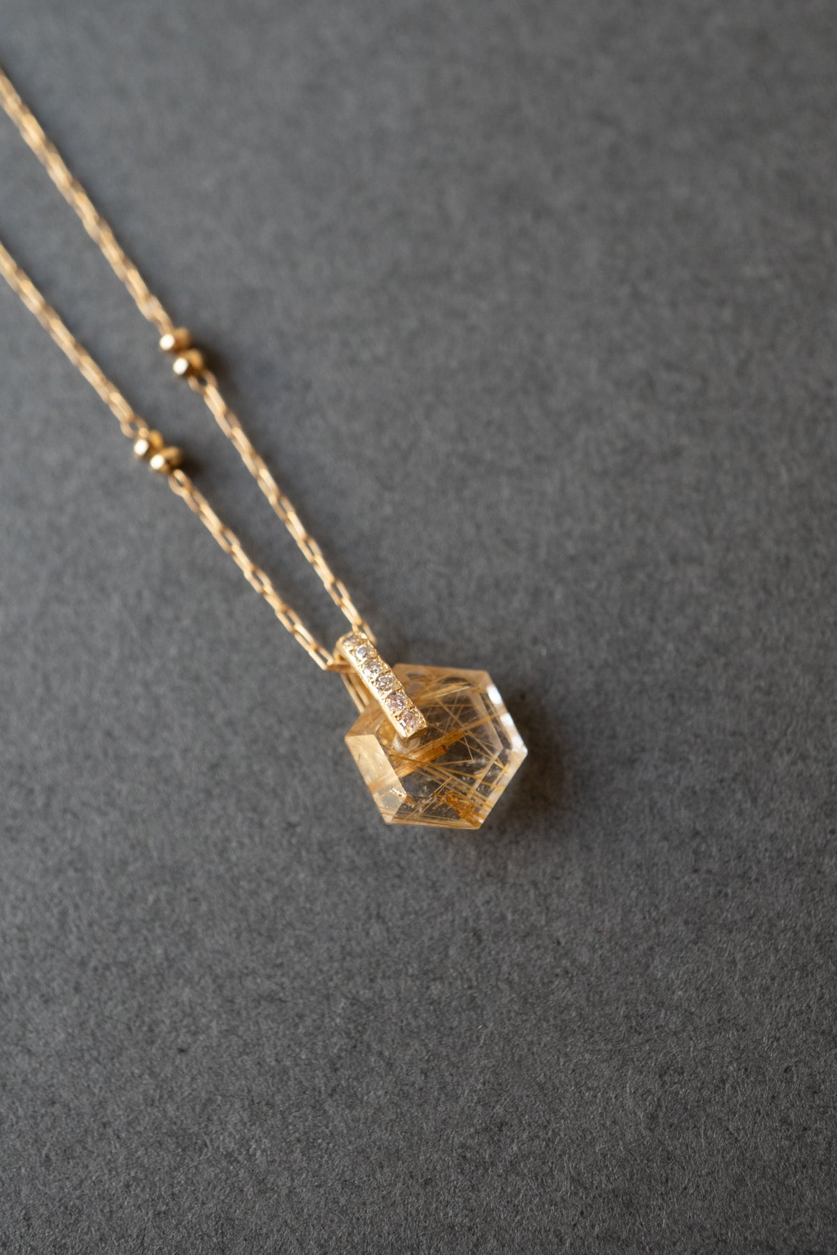 MONAKA jewellery Hibiki Rutile Quartz Pendant Charm Top /K18