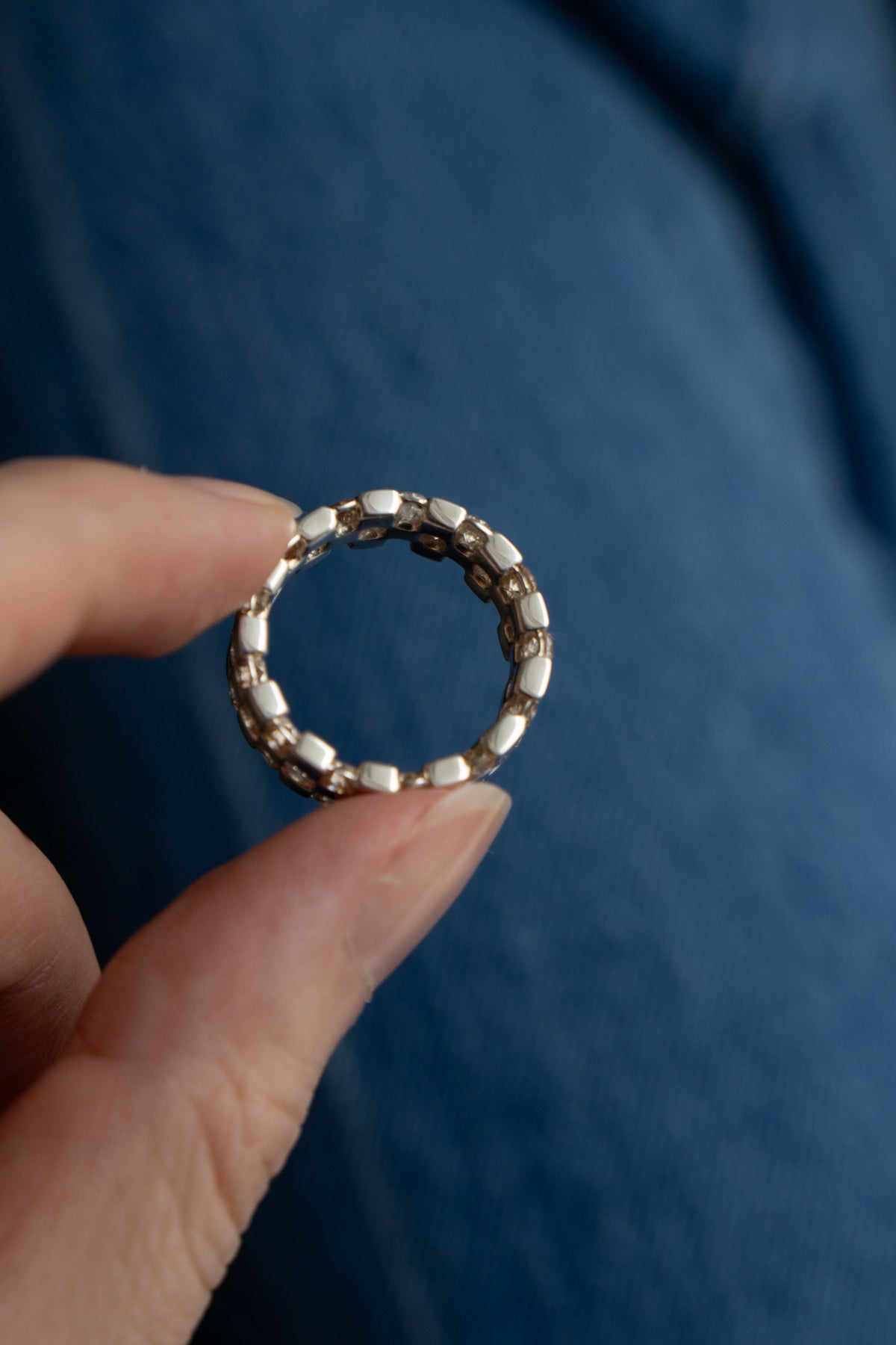 PALA Diamond Checker Eternity Ring /Silver
