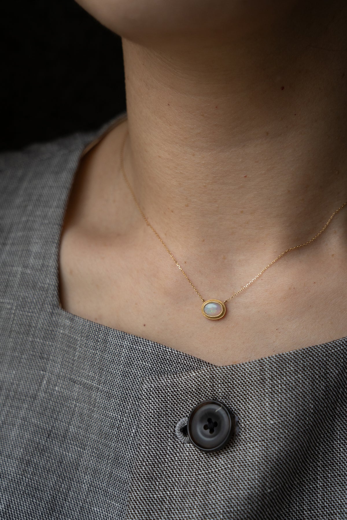 MONAKA jewellery Milgrain Opal Necklace /K18