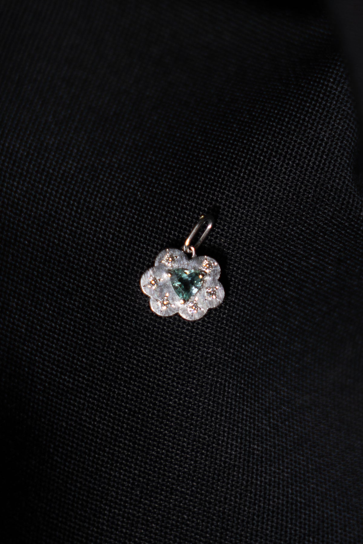 bohem Cotton Flower Charm Top Heart Green Beryl /K10WG