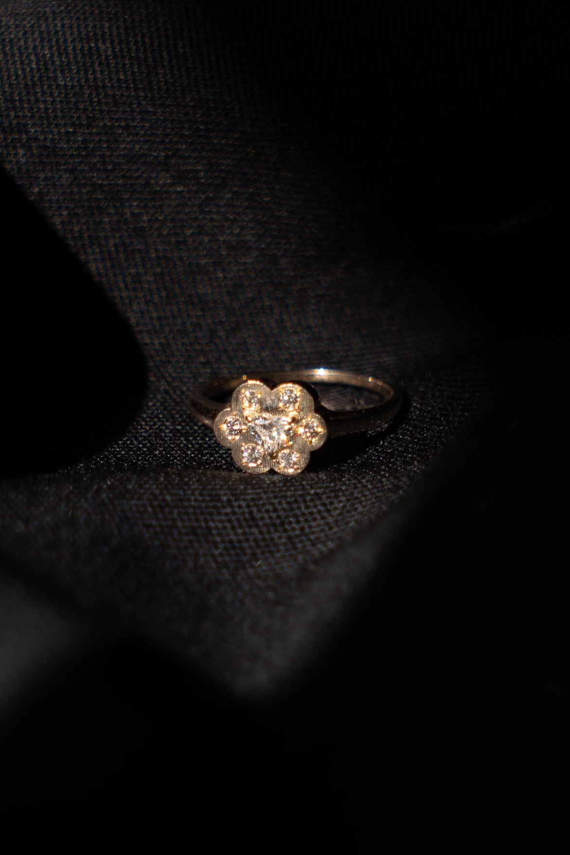 bohem Cotton Flower collection Ring Heart Diamond /K10