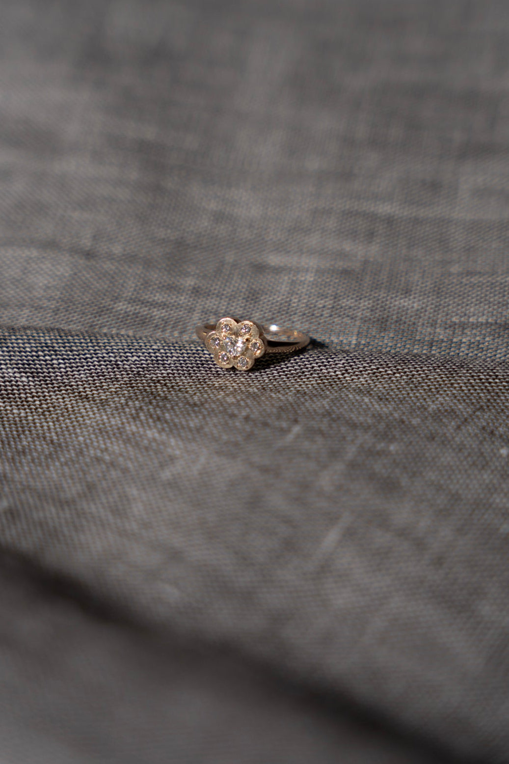 bohem Cotton Flower collection Ring Heart Diamond /K10
