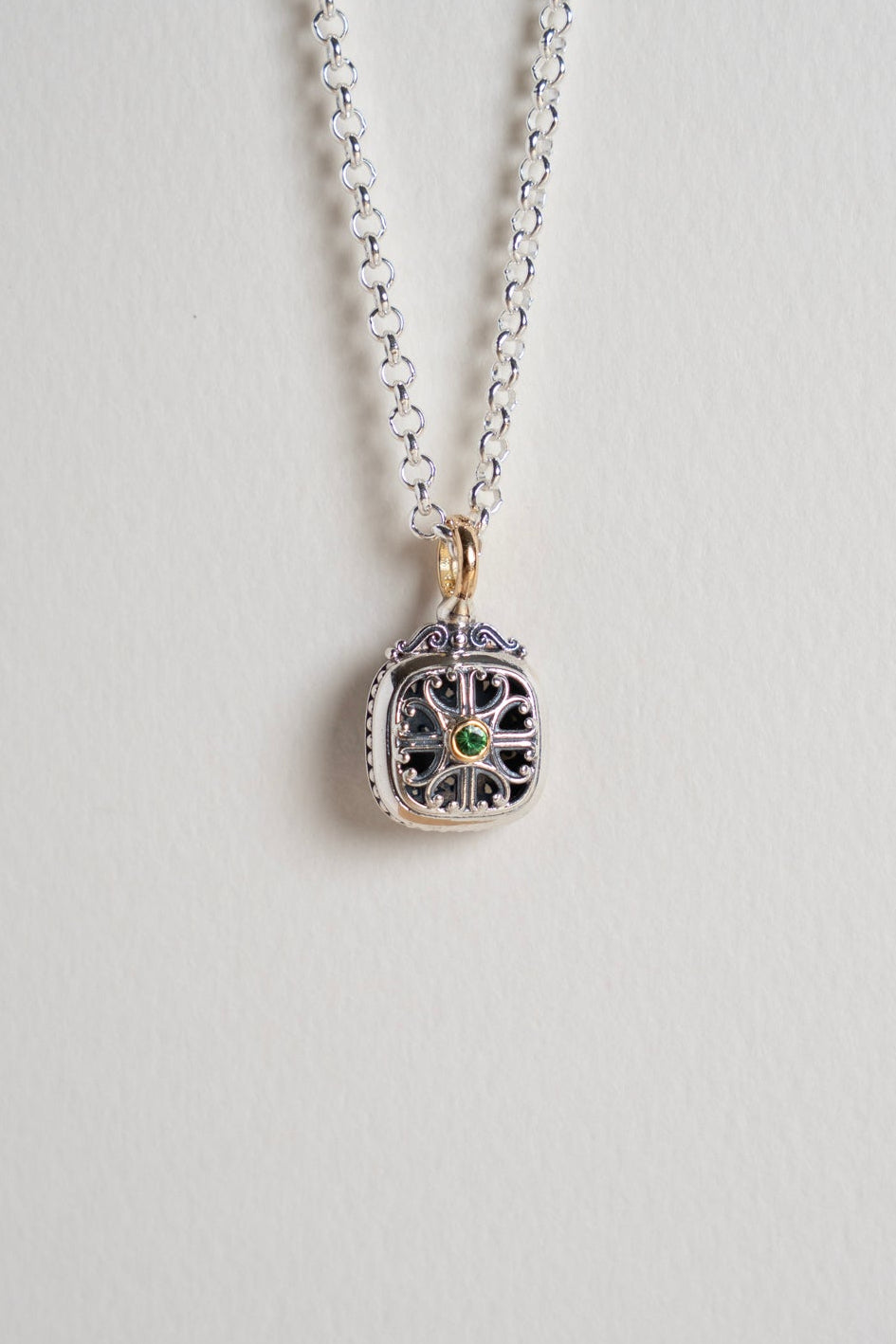 GEROCHRISTO Roxana Square Charm Top Tsavorite Garnet /K18&Silver
