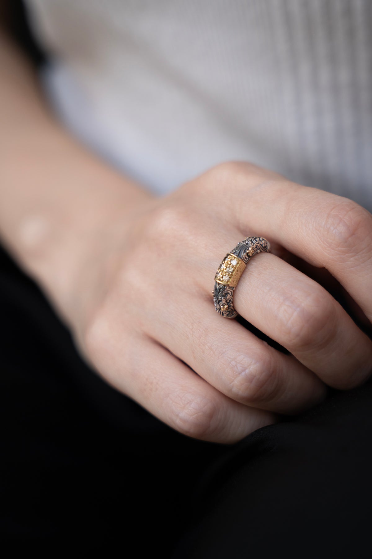 GEROCHRISTO Eden's Garden Ring Brown Diamond /Silver&K18
