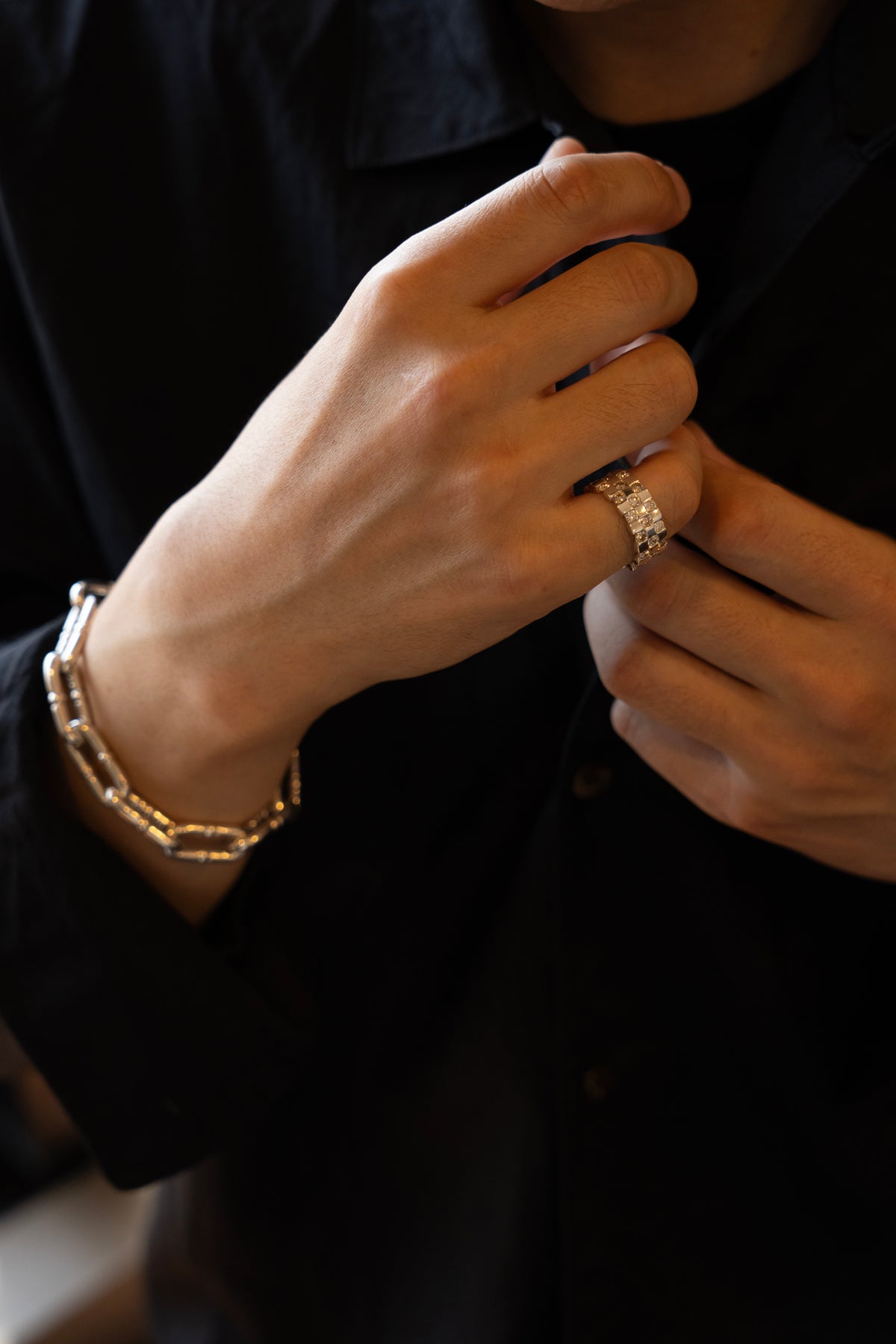 PALA Diamond Checker Eternity Ring /Silver