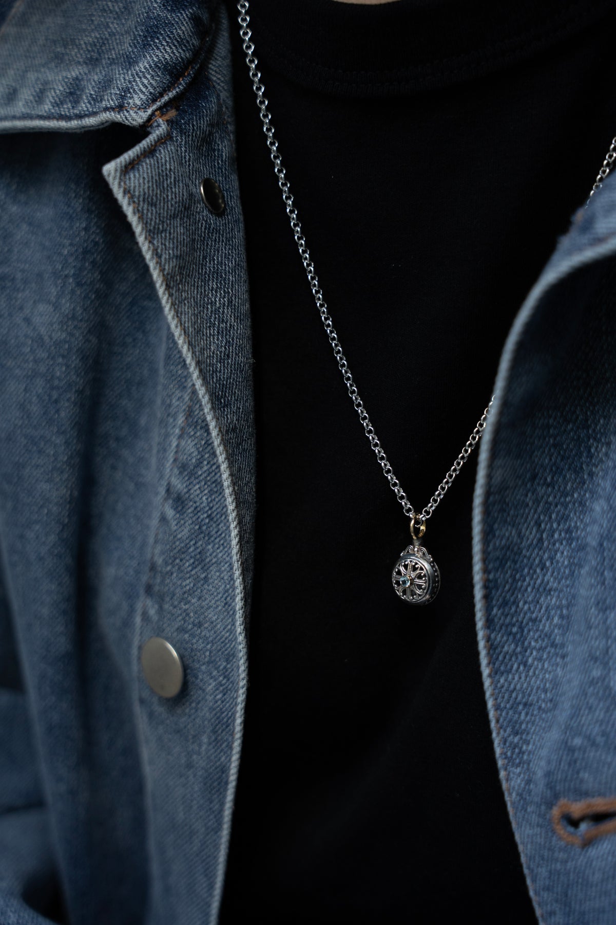 GEROCHRISTO Roxana Round Charm Top Blue Topaz /K18&Silver