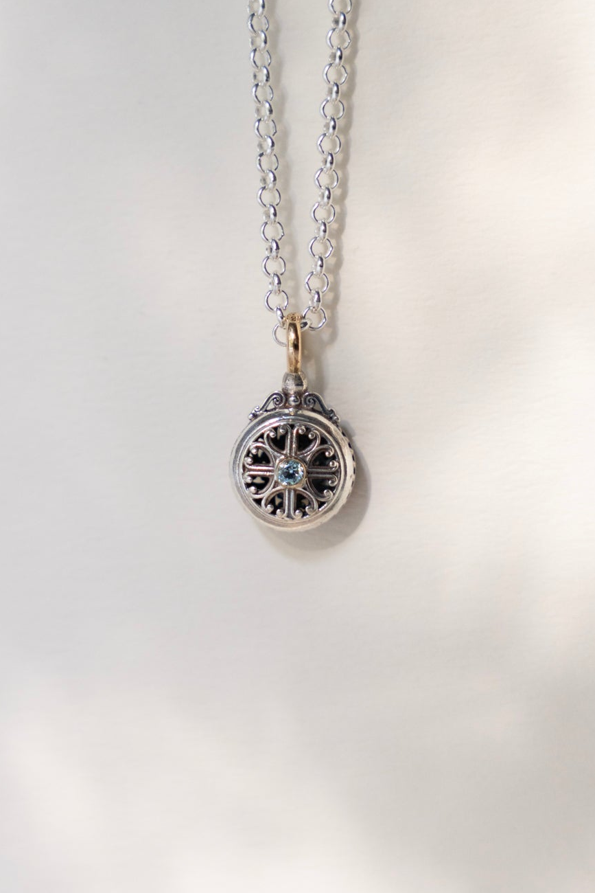 GEROCHRISTO Roxana Round Charm Top Blue Topaz /K18&Silver
