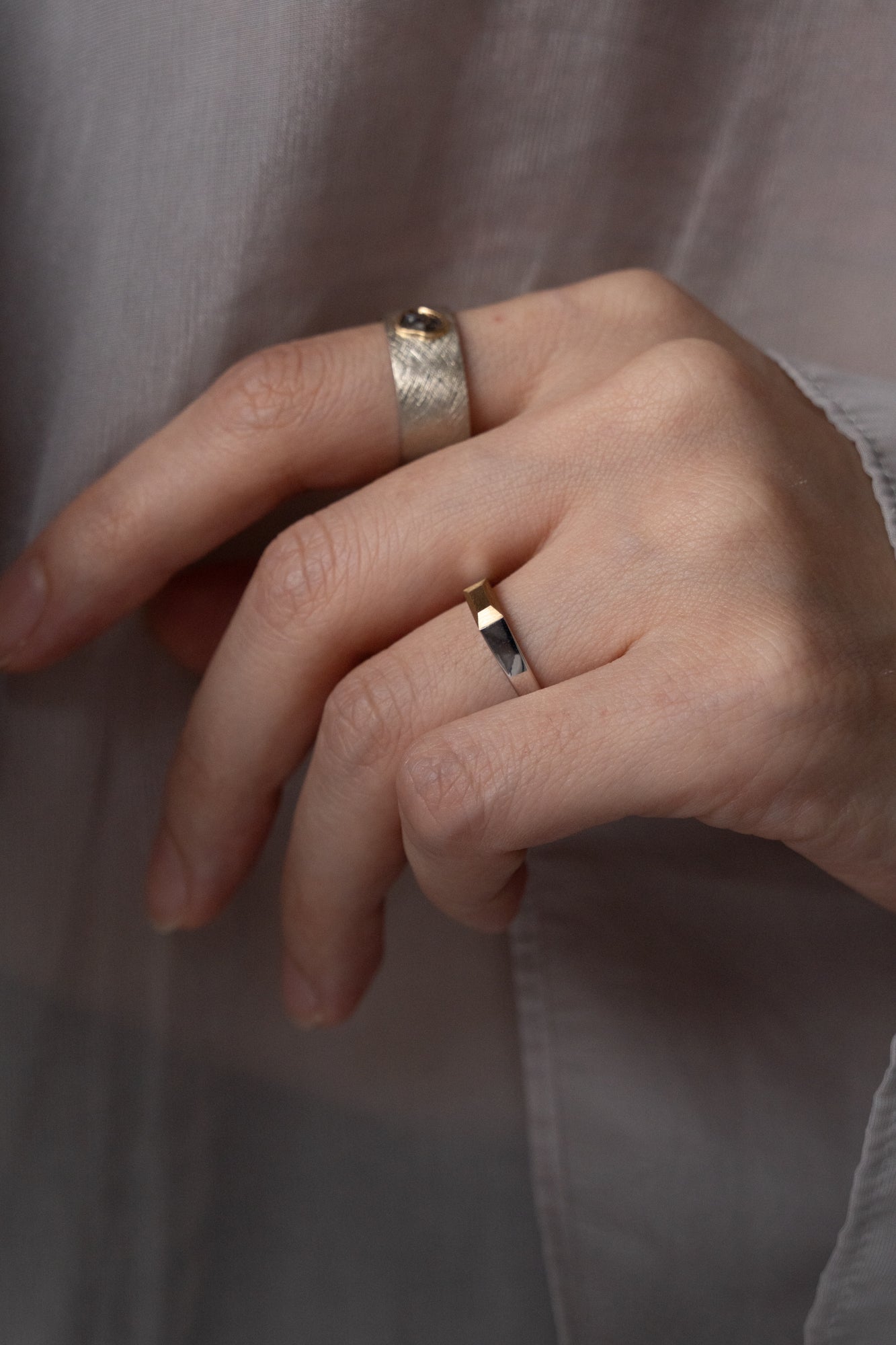 simmon BAGUETTE SIGNET RING 3.2 /K18&PT900