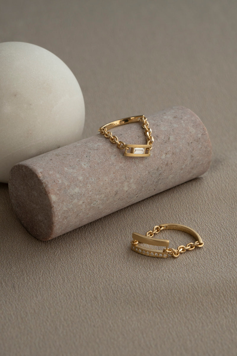 ALLIS Baguette Diamond Chain Ring /K18