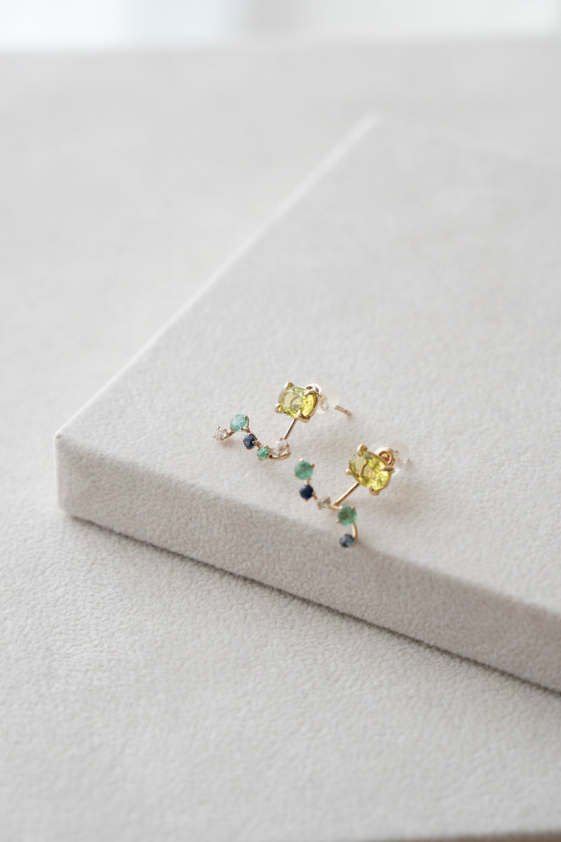 bohem Fairy Earrings Canary Tourmaline pierced earrings /K10