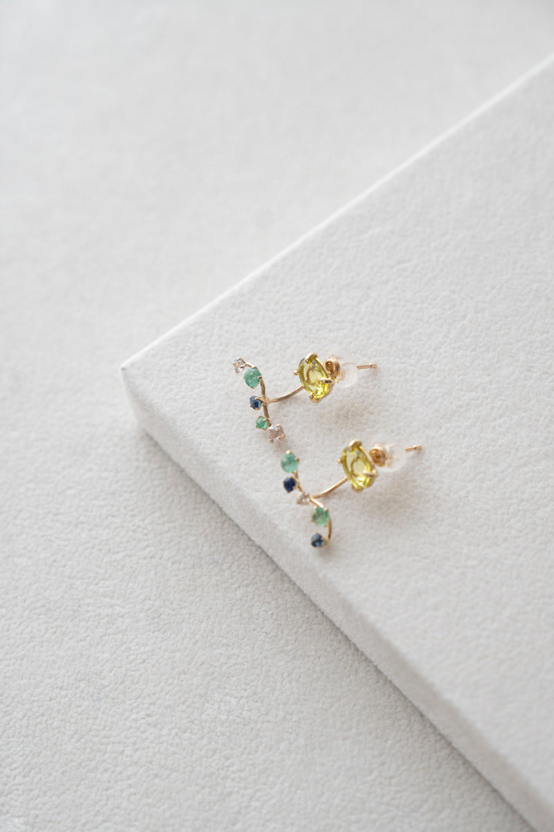 bohem Fairy Earrings Canary Tourmaline pierced earrings /K10