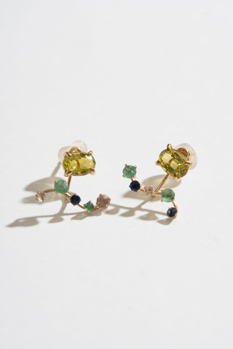 bohem Fairy Earrings Canary Tourmaline pierced earrings /K10
