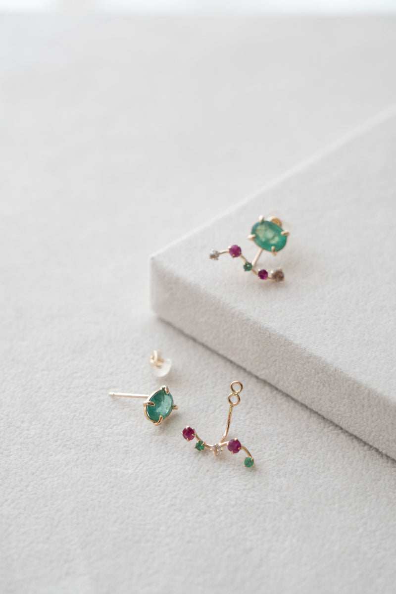 bohem Fairy Earrings Emerald pierced earrings /K10