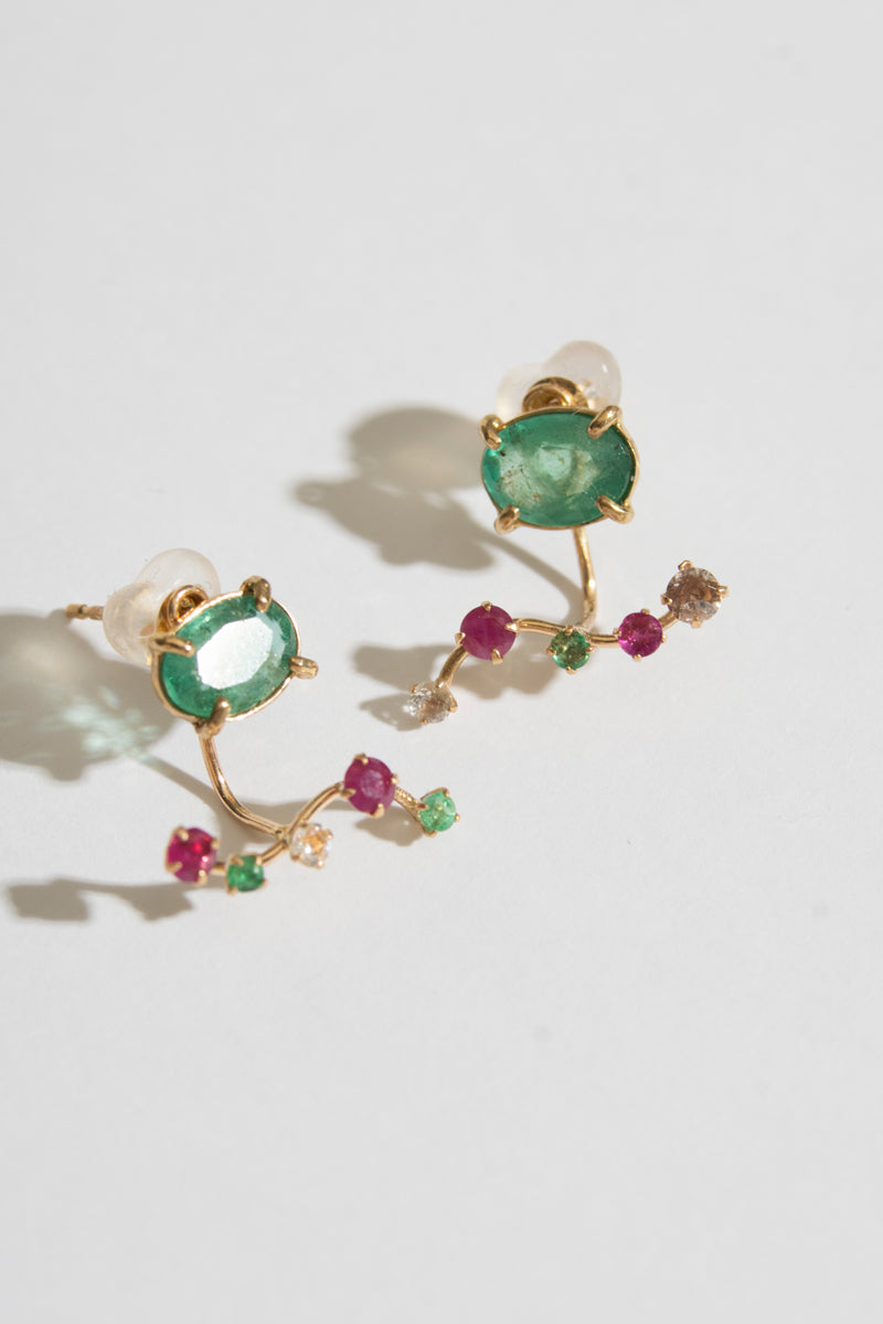 bohem Fairy Earrings Emerald pierced earrings /K10