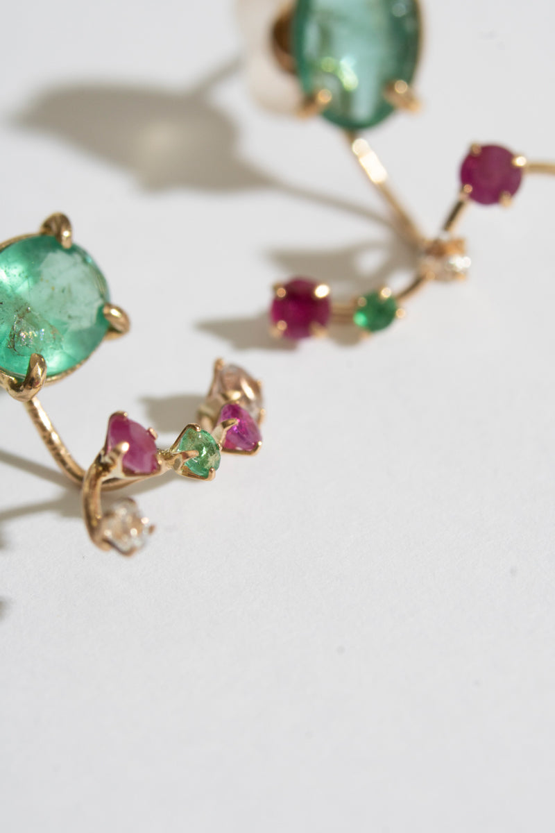 bohem Fairy Earrings Emerald pierced earrings /K10