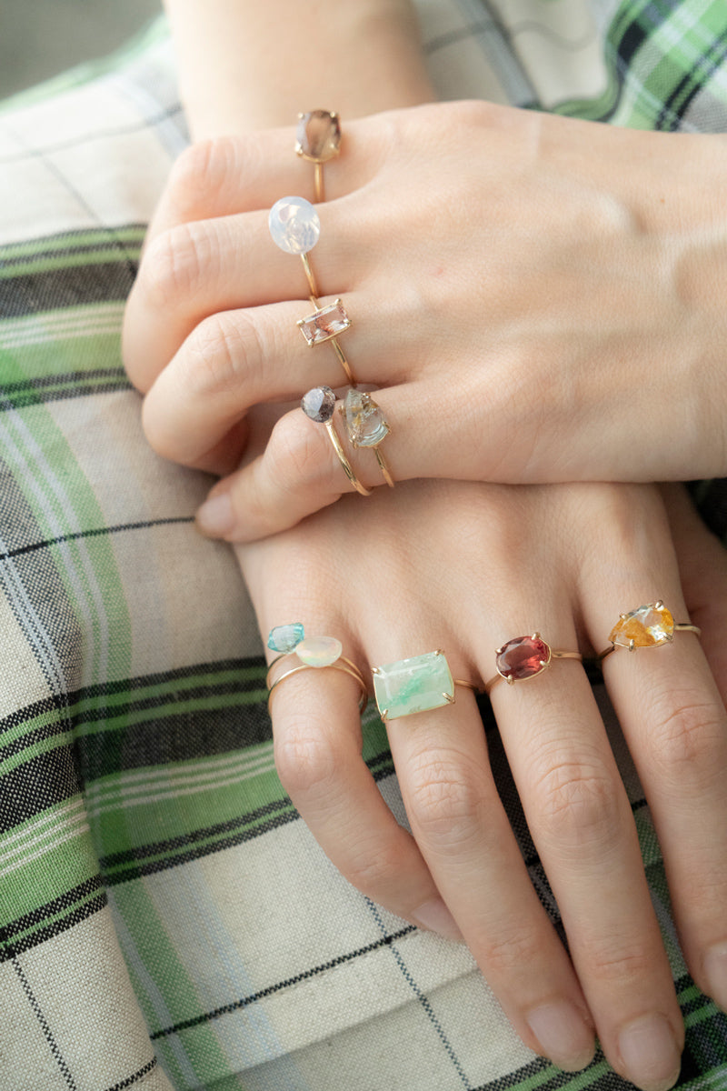 patchouli 別注 bohem Loose Stone Collection Emerald in quartz ring /K10
