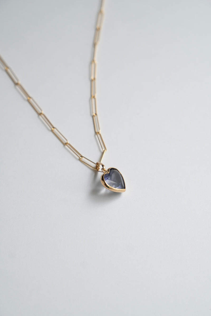 bohem Iolite Heart Pendant Charm Top /K10