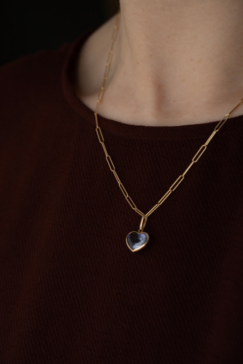 bohem Iolite Heart Pendant Charm Top /K10