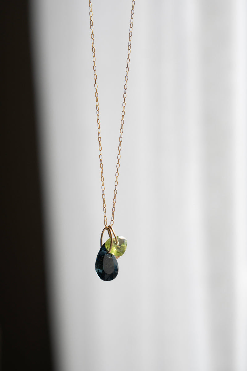 bohem Necklace Charm Top London Blue Topaz /K10