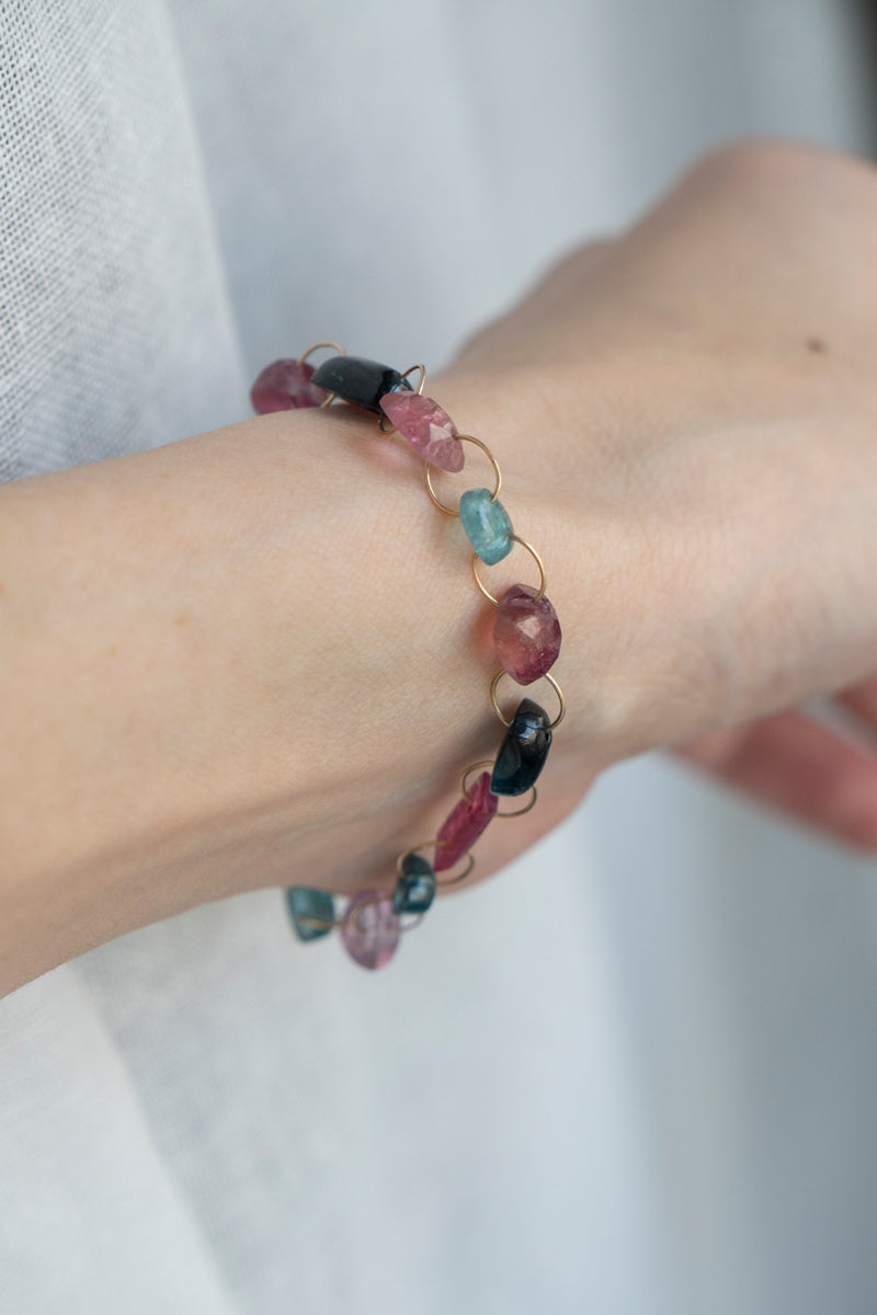 bohem Multi Color Tourmaline Bracelet /K10