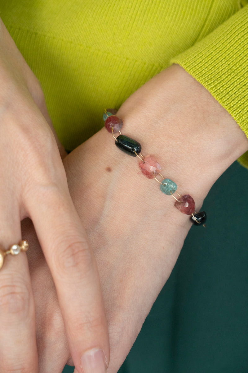 bohem Multi Color Tourmaline Bracelet /K10