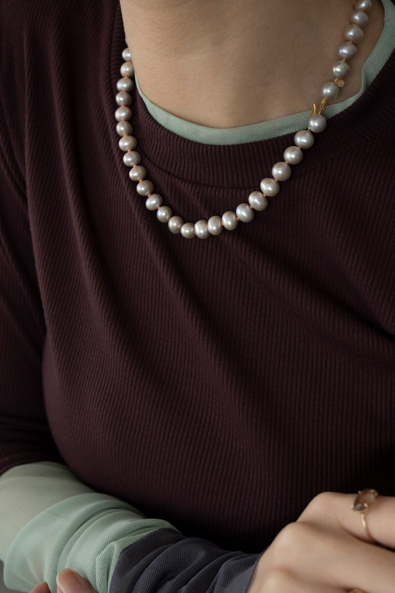 bohem Fresh Pearl Short Necklace Yellow