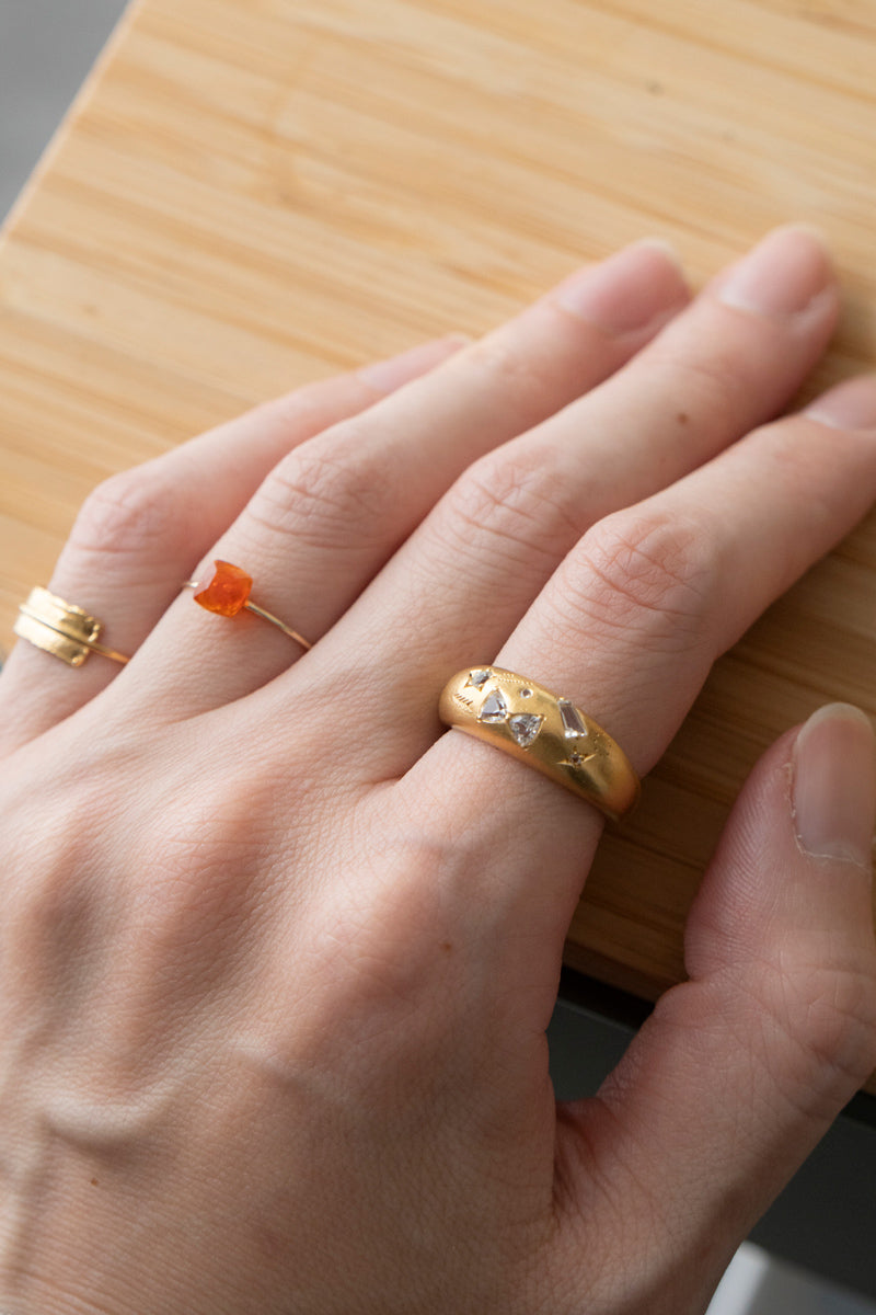 patchouli別注 bohem Loose Stone Fire opal ring ファイヤーオパールリング/K10