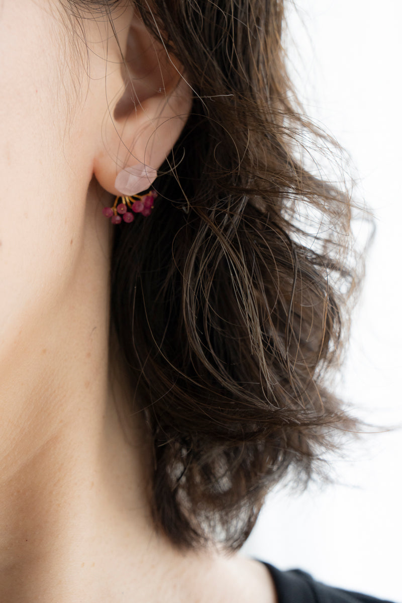 bohem Fairy Earrings Rose quartz*Pink sapphire pierced earrings