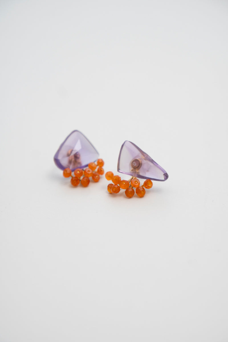 bohem fairy earrings one of kind アメジスト×カーネリアンピアス/K10