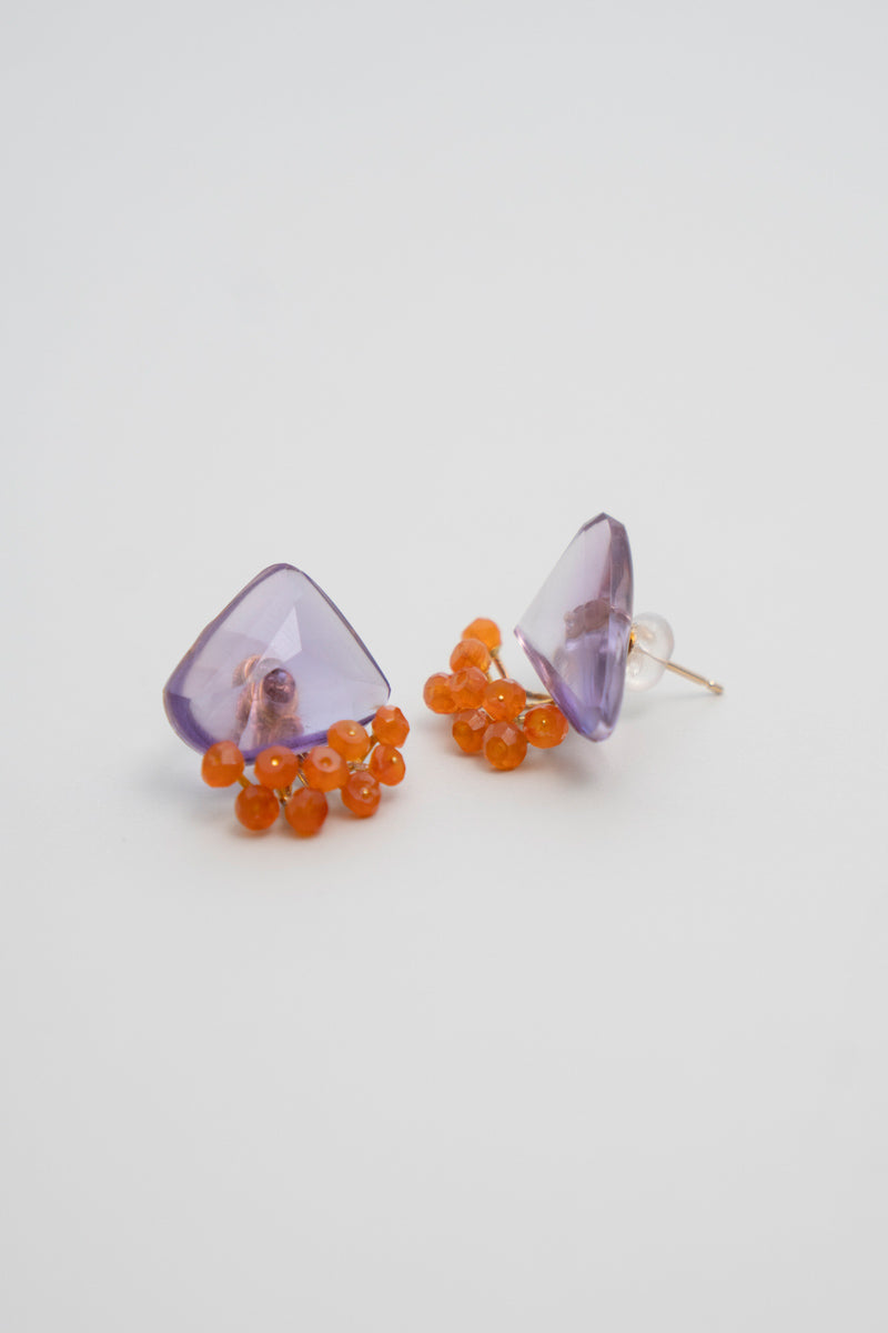 bohem fairy earrings one of kind アメジスト×カーネリアンピアス/K10