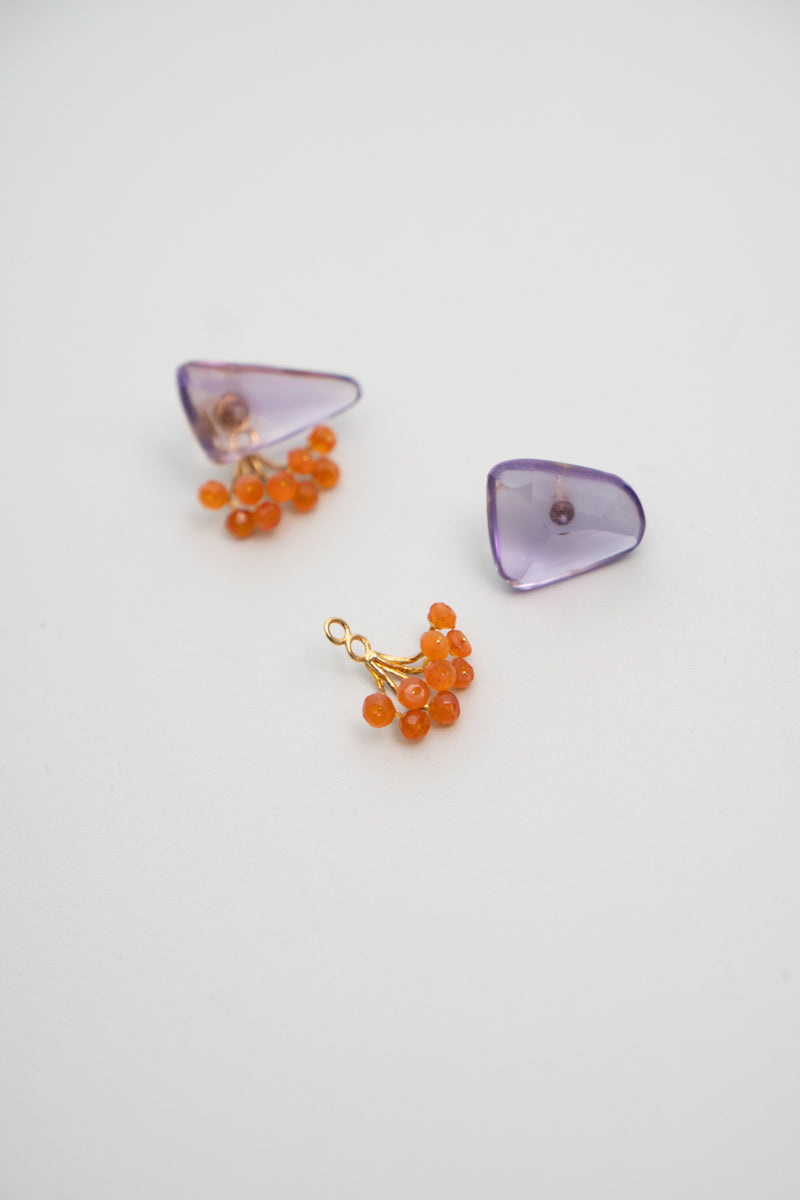 bohem fairy earrings one of kind アメジスト×カーネリアンピアス/K10